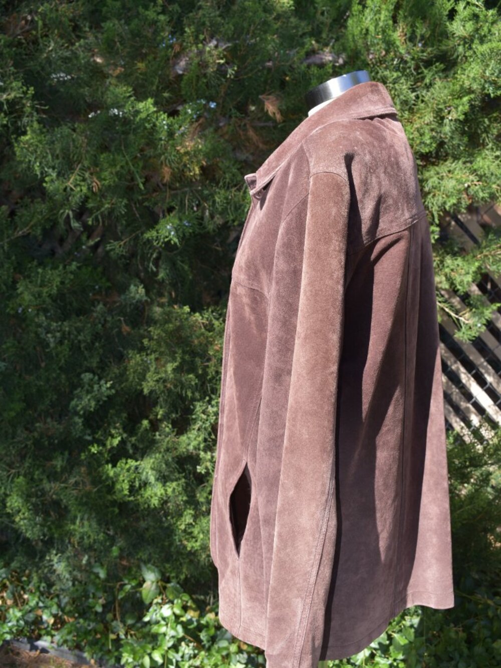 Brown Suede Button-Front Jacket | Fully Lined | Classic Style - Picture 5 of 14